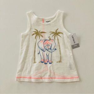 Carter’s 24 Months Baby Girl Ivory Tank Top Elephant Spring Summer